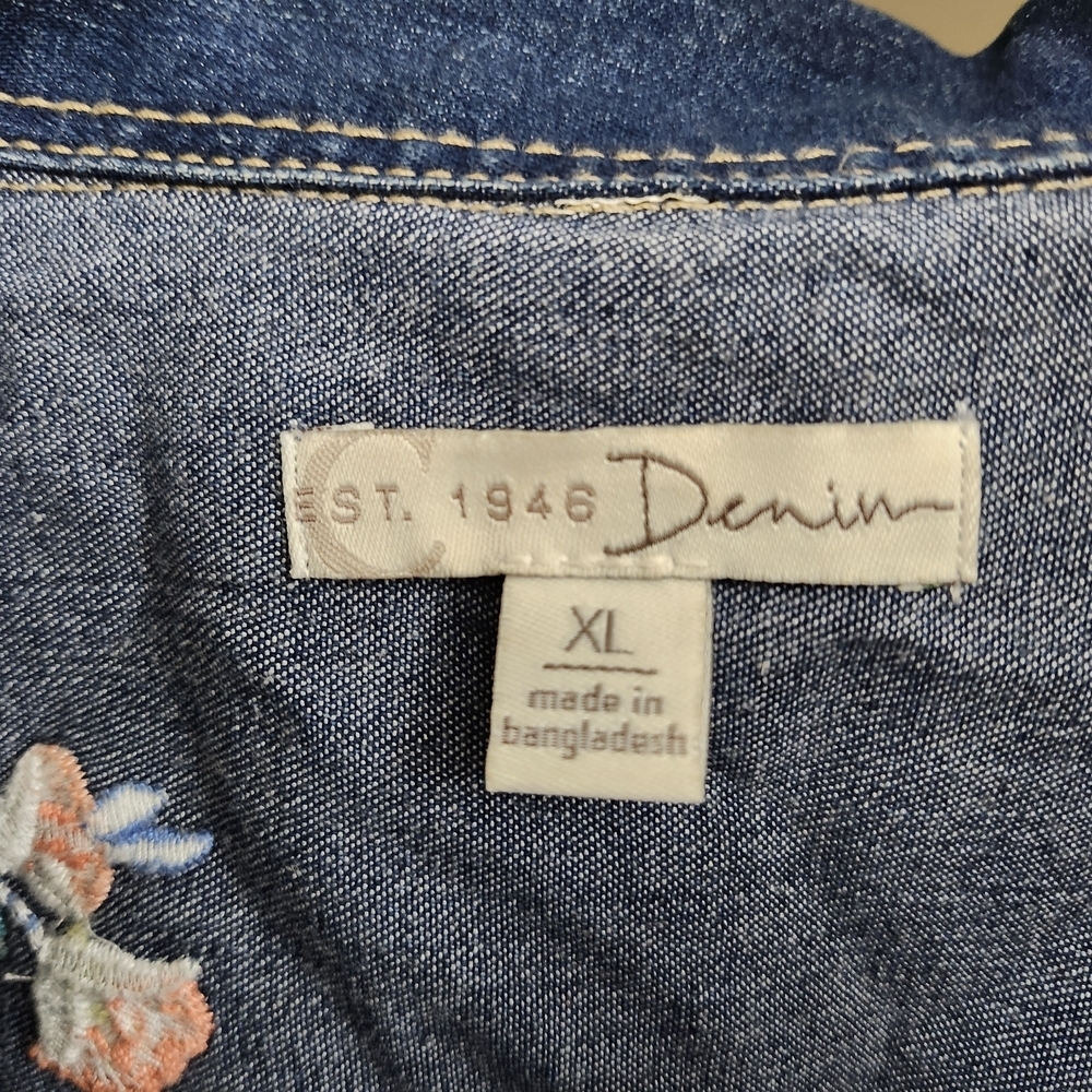 Embroidered Blue Denim Jacket - Picture 2 of 7